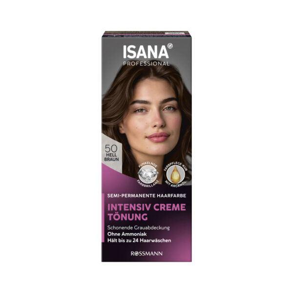 Isana Professional Hair Dye Intensive Cream Tint in shade 50 Light Brown صبغة شعر احترافية أيزانا كريم مكثف درجة 50 بني فاتح