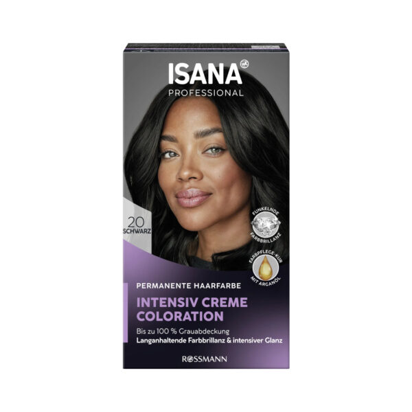 ISANA PROFESSIONAL Hair Dye Intensive Cream 20 Black صبغة شعر احترافية أيزانا كريم مكثف درجة 20 أسود