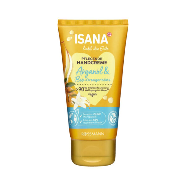 Isana Nourishing hand cream with argan oil and biting orange blossom كريم اليدين المغذي من أيزانا بزيت الأرغان وزهر البرتقال