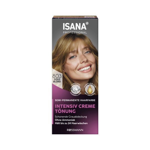 Isana Professional Hair Dye Intensive Cream Tint in shade 803 Golden Blonde صبغة شعر إيسانا الاحترافية، كريم تلوين مكثف، درجة اللون 803 أشقر ذهبي