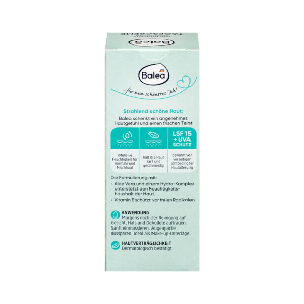 Balea Moisturizing Day Cream SPF 15 with Aloe Vera 50ml كريم باليا المرطب النهاري بعامل حماية من الشمس 15 مع خلاصة الصبار 50 مل