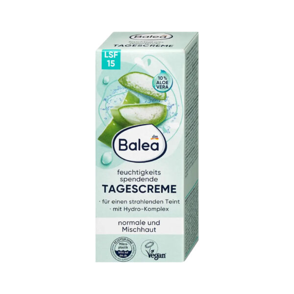 Balea Moisturizing Day Cream SPF 15 with Aloe Vera 50ml كريم باليا المرطب النهاري بعامل حماية من الشمس 15 مع خلاصة الصبار 50 مل